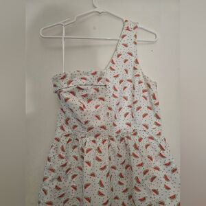 Pre-loved Anthropologie HD in Paris One-Shoulder Dress Watermelon Design Size 10